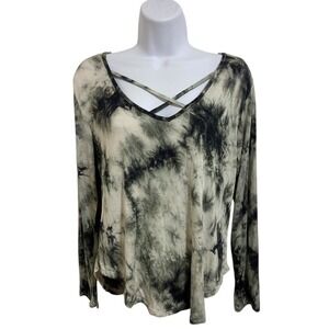 Rue 21 Y2K Tie Dye Long Sleeve V Neck Criss‎ Cross Whimsigoth Retro Shirt Medium